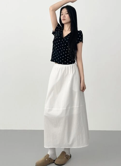 White A Line Mid Length Casual Skirt