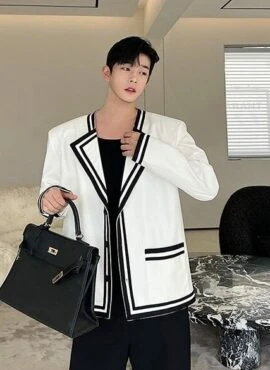 White Contrast Linings Blazer Jacket | Pyo Nam Kyung – Resident Playbook