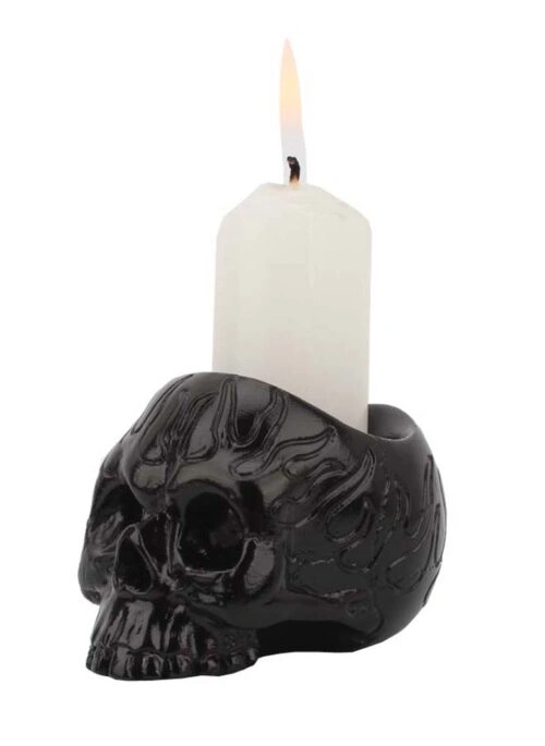 Black Skull Candle Holder