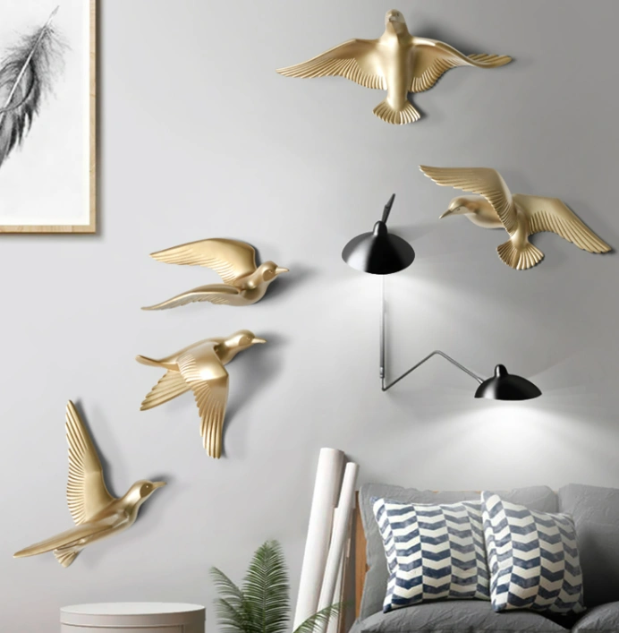 Resin Bird Wall Sculptures Set