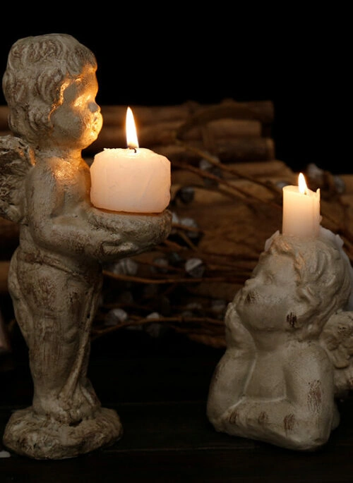 Antique Angel Statuette Candle Holders