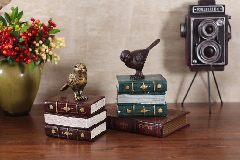 Antique Birds Standing on Books Bookends