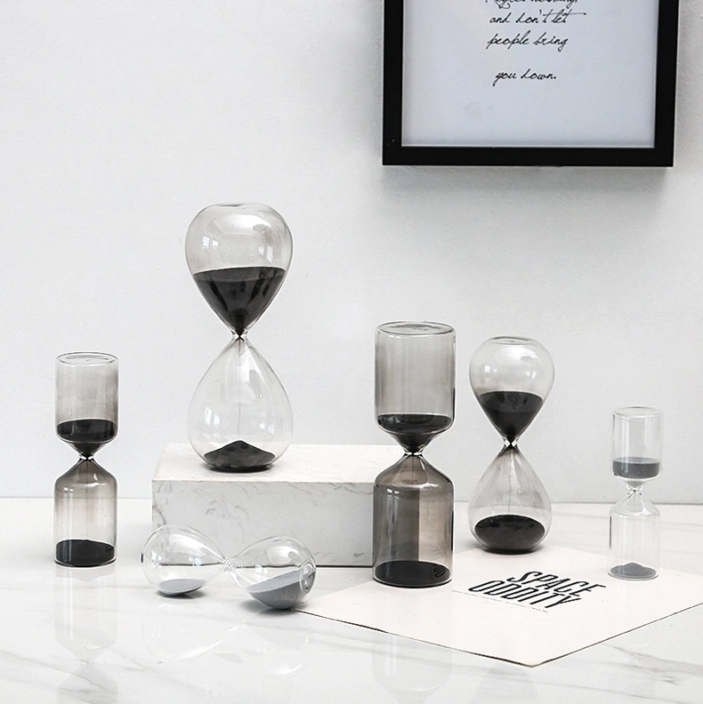 Black and Grey Sand Mini Hourglass