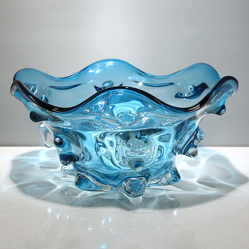 Bergdala Glassworks Freeform Handblown Oblong Bowl Deep newest Blue