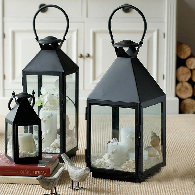 Iron Black Portable Lanterns with Latch