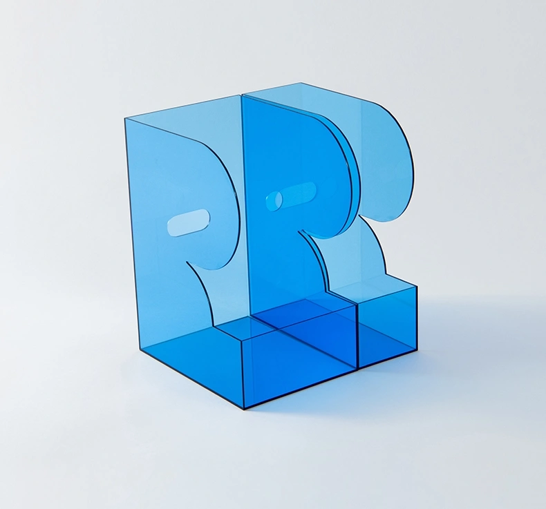 Blue Acrylic Magazine File Rack