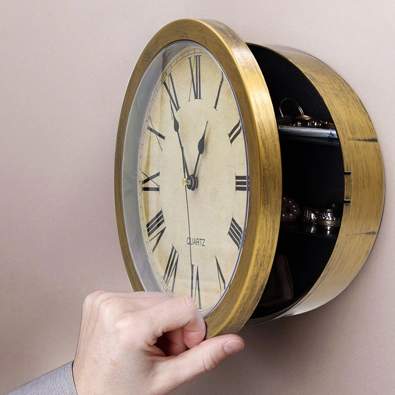 Bronze Roman Numeral Wall Clock Storage Box