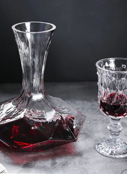 Geometric Wine Decanter and Beaded Goblet