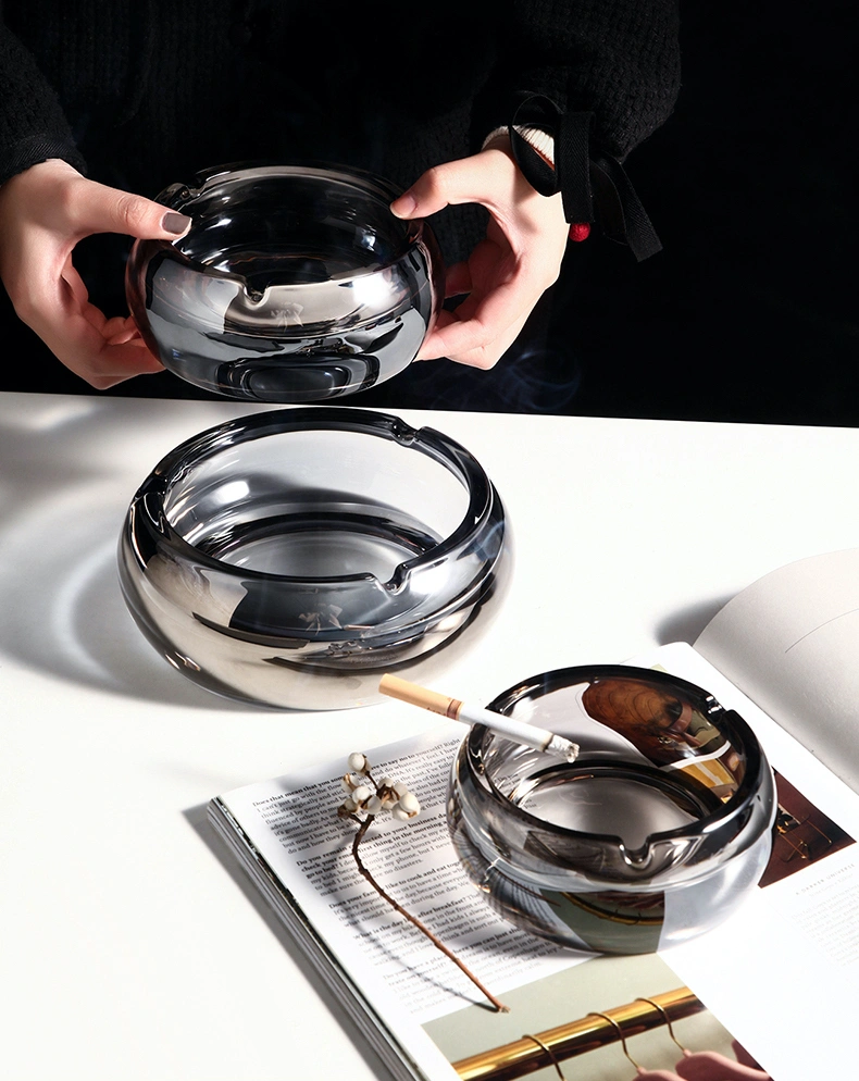 Glass Circular Black Ashtrays