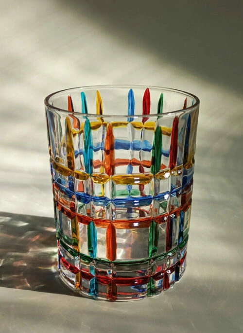 Rainbow-Colored Stained Drinking Glass