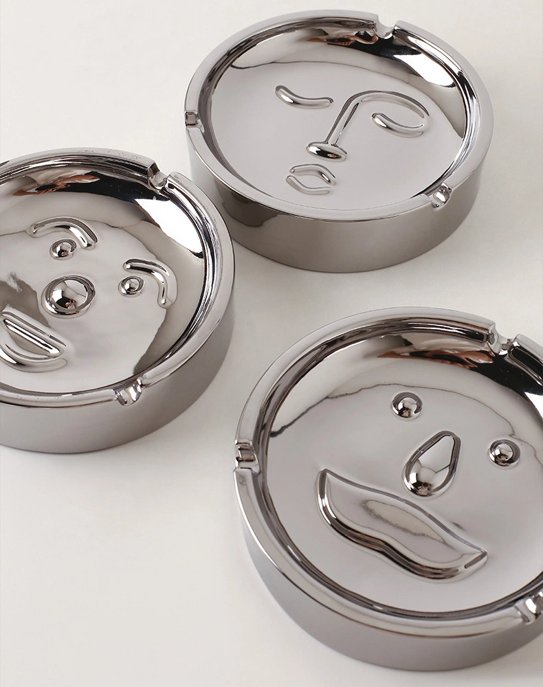 Round Silver Chrome Emoji Ashtrays