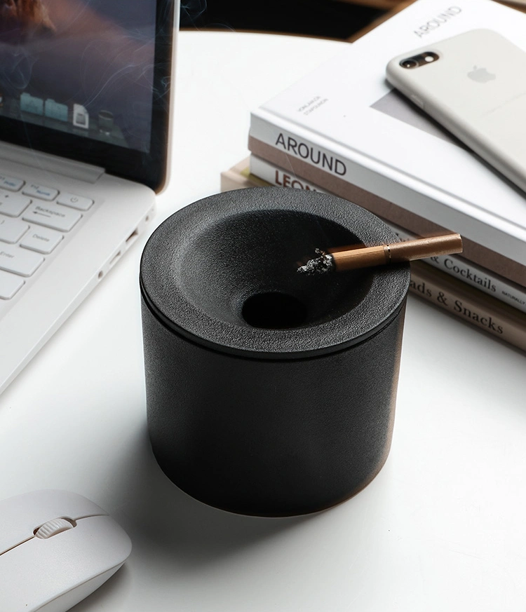 Stoneware Cylindrical Ashtrays with Lid