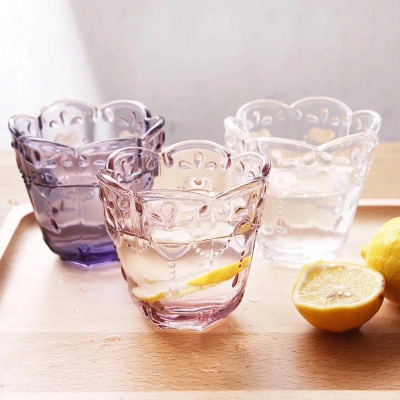 Baroque Heart Pattern Embossed Drinking Glasses