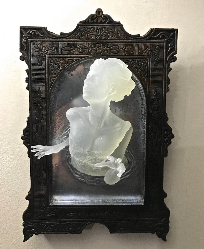 Ghost Woman in the Mirror Glow-in-the-Dark Resin Wall Decor