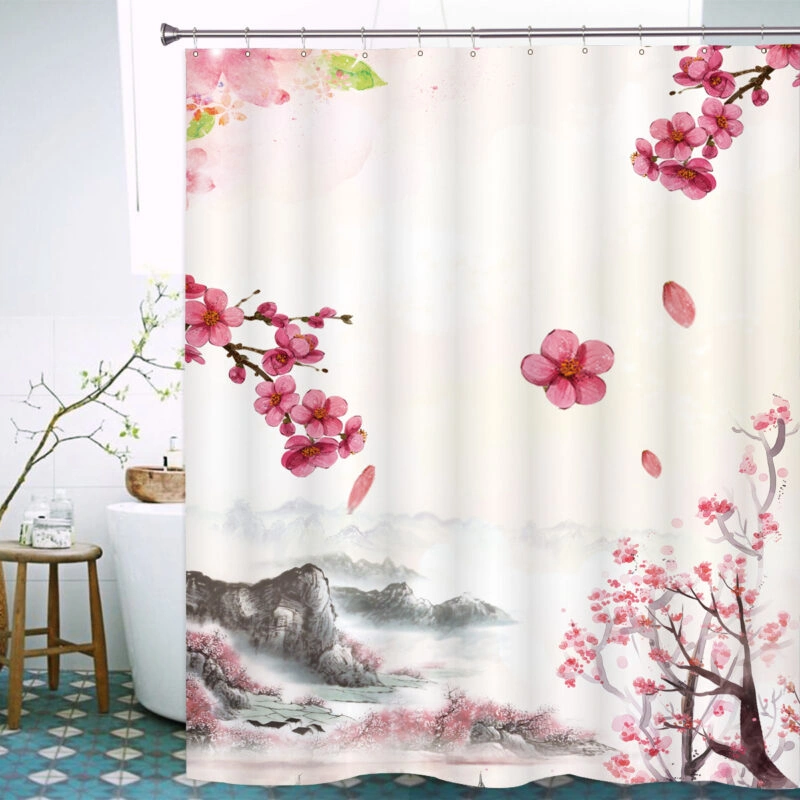 Peach Blossom Landscape Shower Curtain