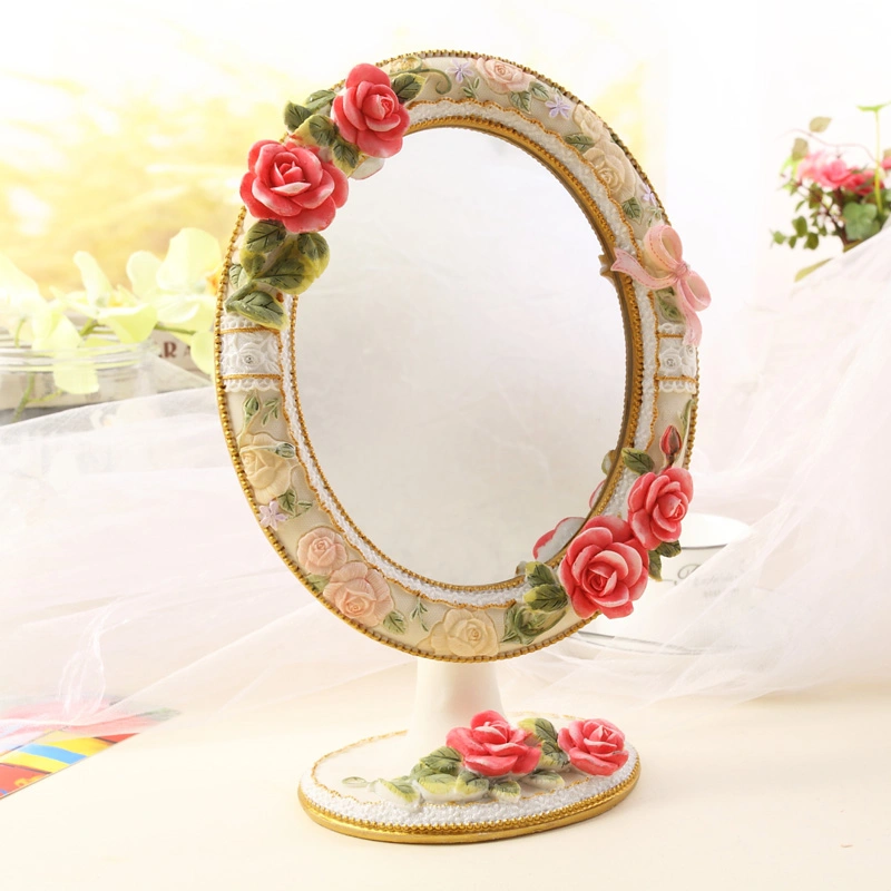 Vintage Floral Lace and Roses Oval Table Mirror