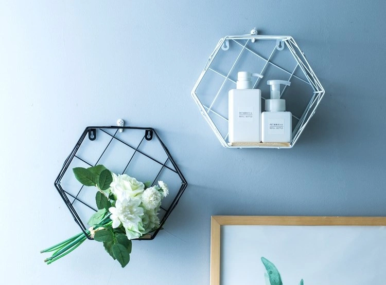 Hexagonal Wrought Iron Wall Shelf
