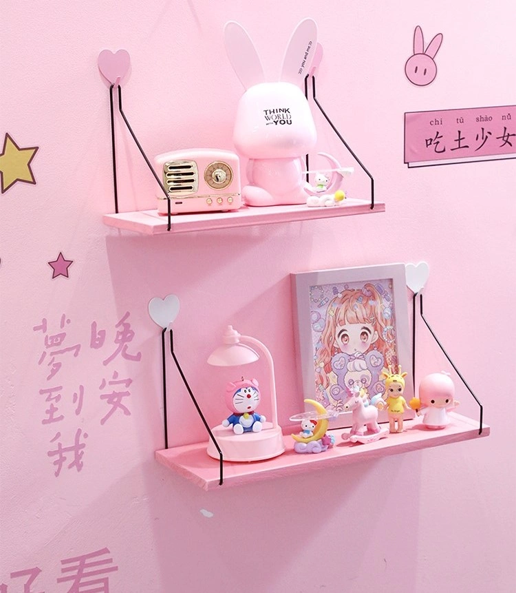 Pink Wooden Plank Wall Shelf