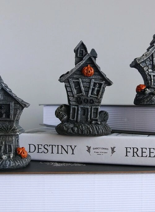 Mini Lighted Resin Haunted House