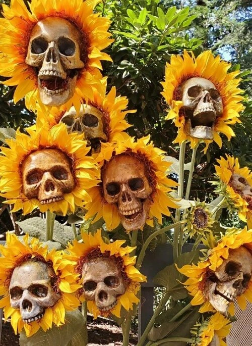 Plastic Sunflower Skull