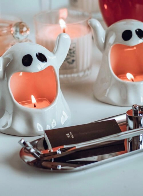 White Ghost Ceramic Candle Holder