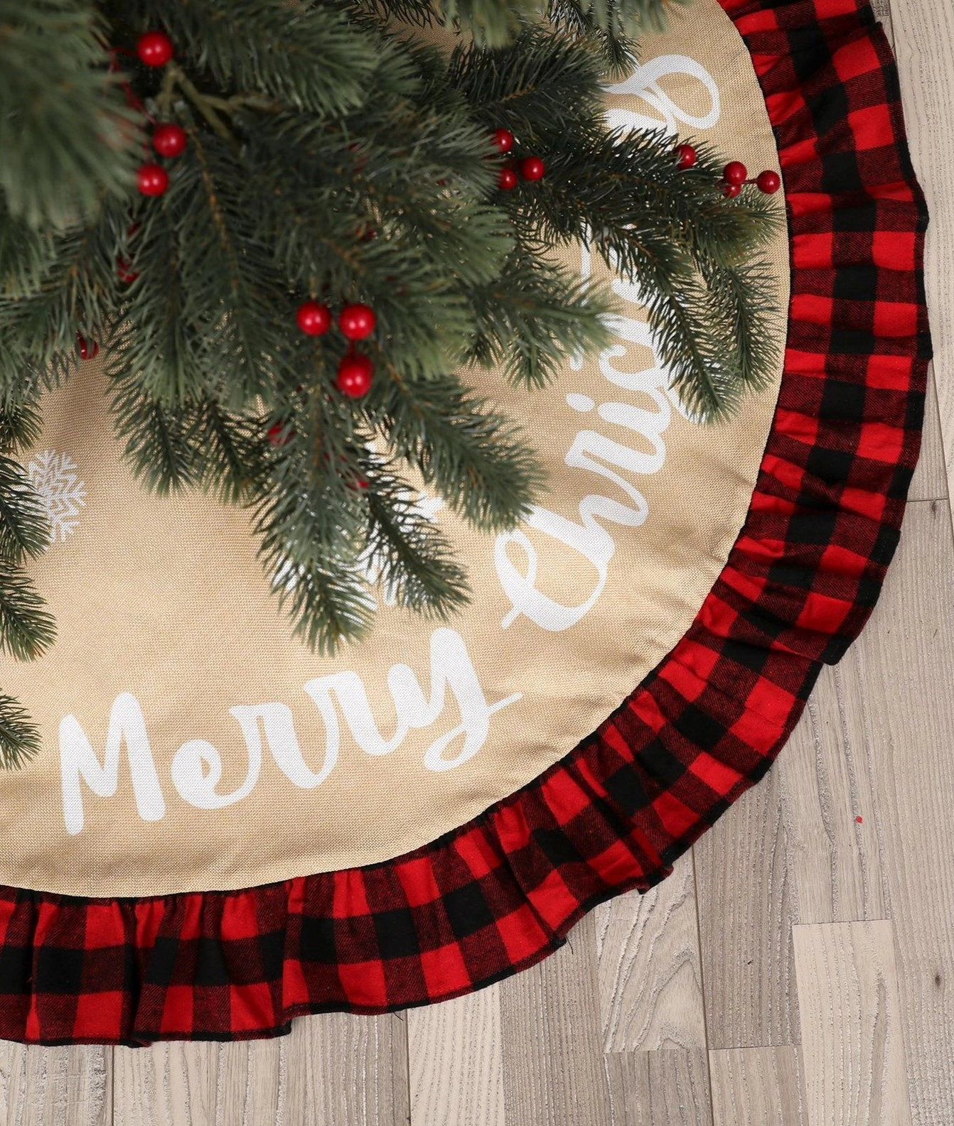 Round Christmas Tree Skirt with Ruffles