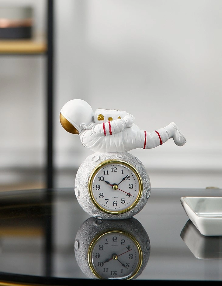 Planking Astronaut on Moon Resin Desk Clock
