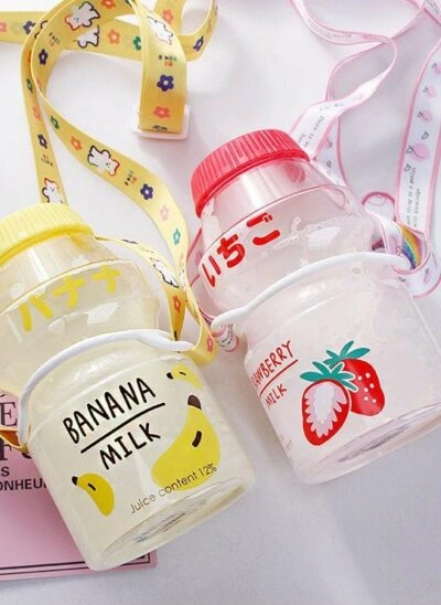 Kawaii Milk Bottle with Strap