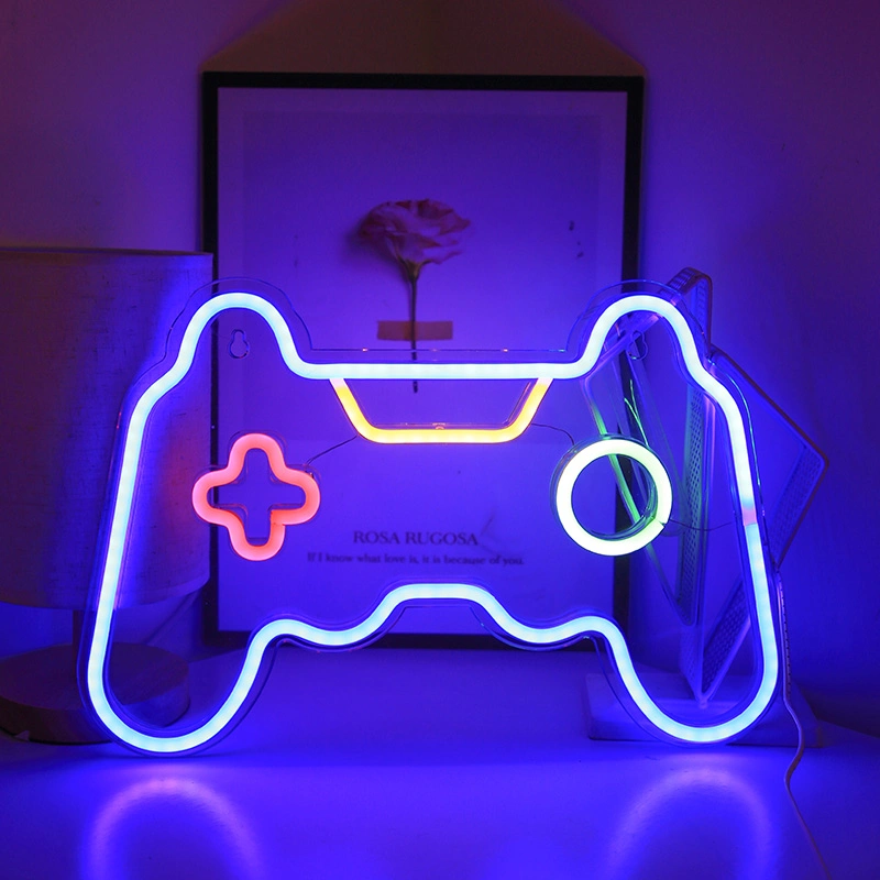 Bright Blue X = O Game Controller LED Light Gamer newest Room Decoration