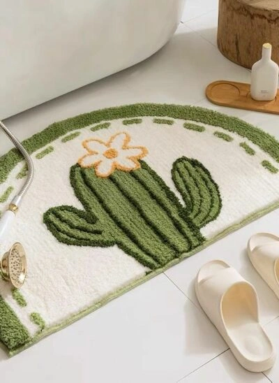 Semicircle Rug with Cactus Design