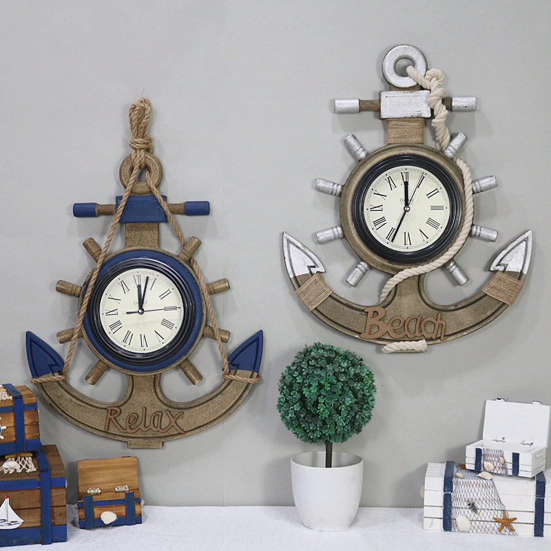 Vintage Wooden Anchor Clock