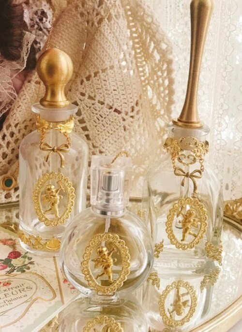 Perfume Bottle with Gold Embellishment