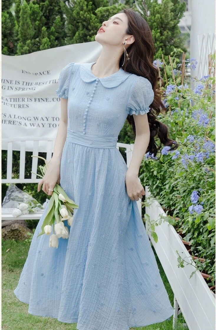 Blue Doll Collared Dress