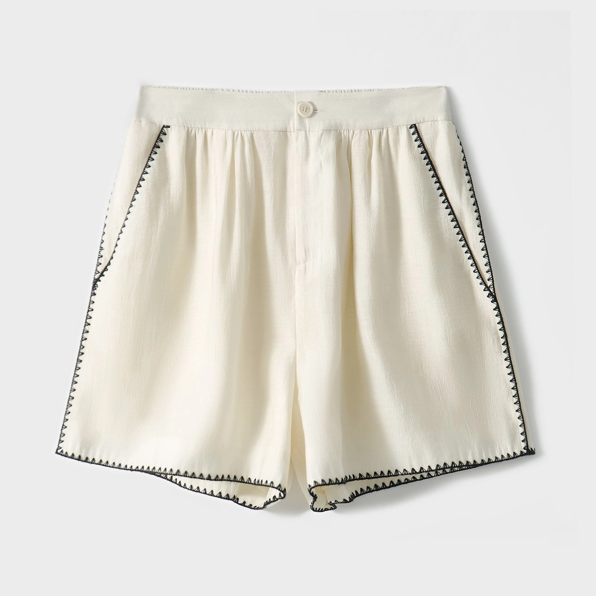 Elastic Waist Shorts With Lace Detail