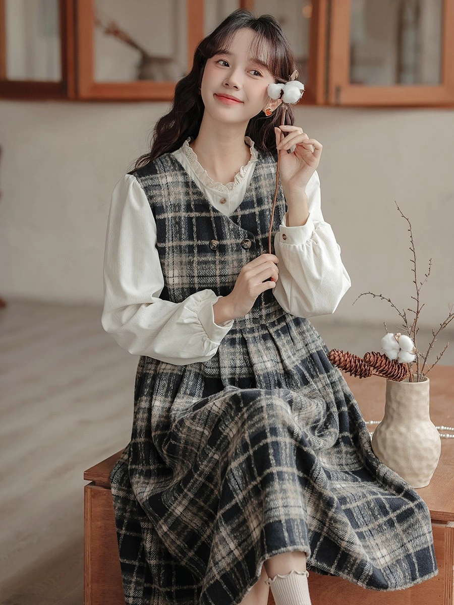 Plaid dress with buttons best sale