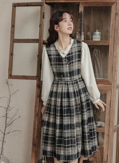 Plaid Dress With Buttons