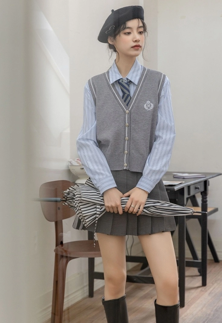 Vest With Embroidered Logo Skirt And Shirt Set