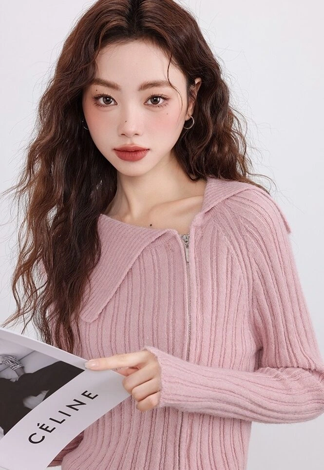 Knitted Sweater With Asymmetrical Neckline