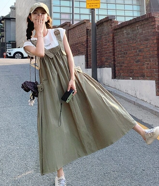 Green One-Piece Overall Skirt | The Other Aesthetic