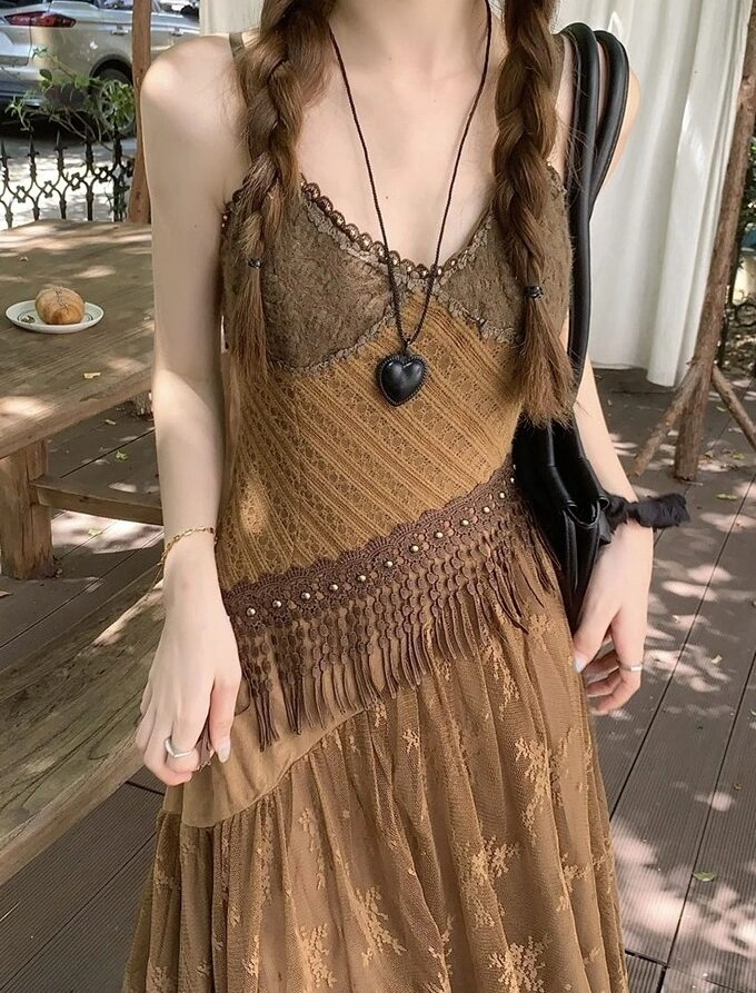 Sleeveless Dress With Tassel Waist
