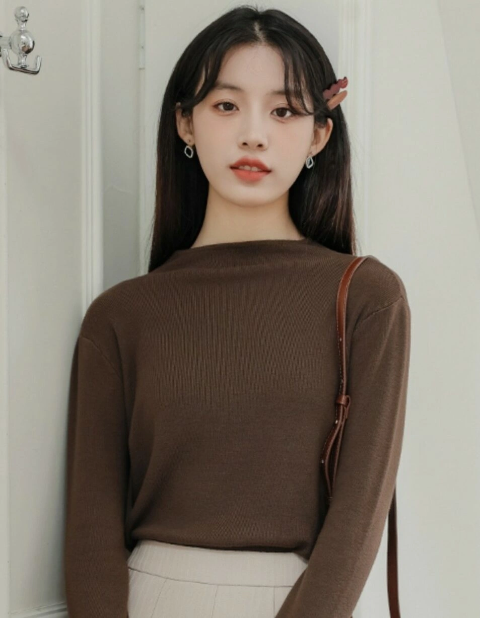Brown Long Sleeve Knitted Sweater