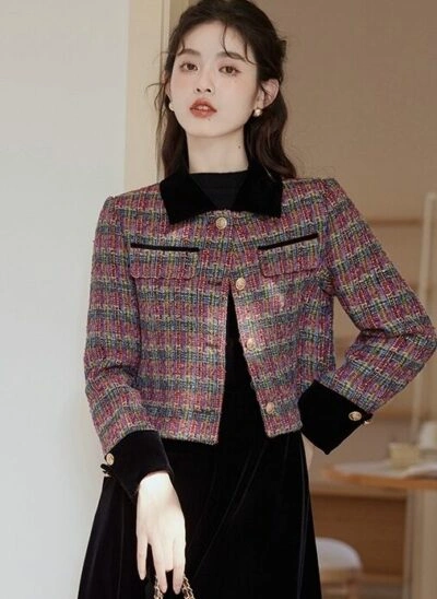 Multicolored Plaid Short Jacket